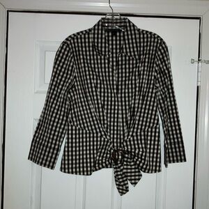 Brown and White Checkered Blazer